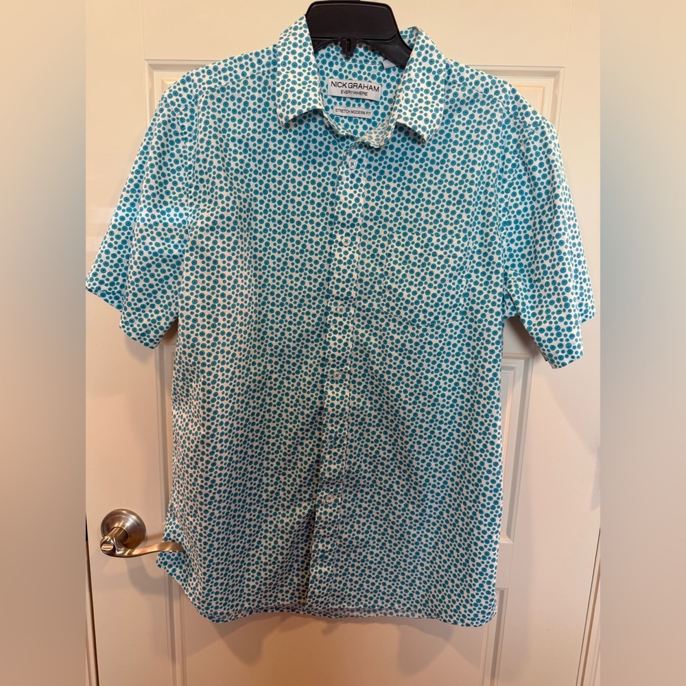 Nick Graham Everywhere Men's Cotton Stretch S/S Button Down Shirt, Size L